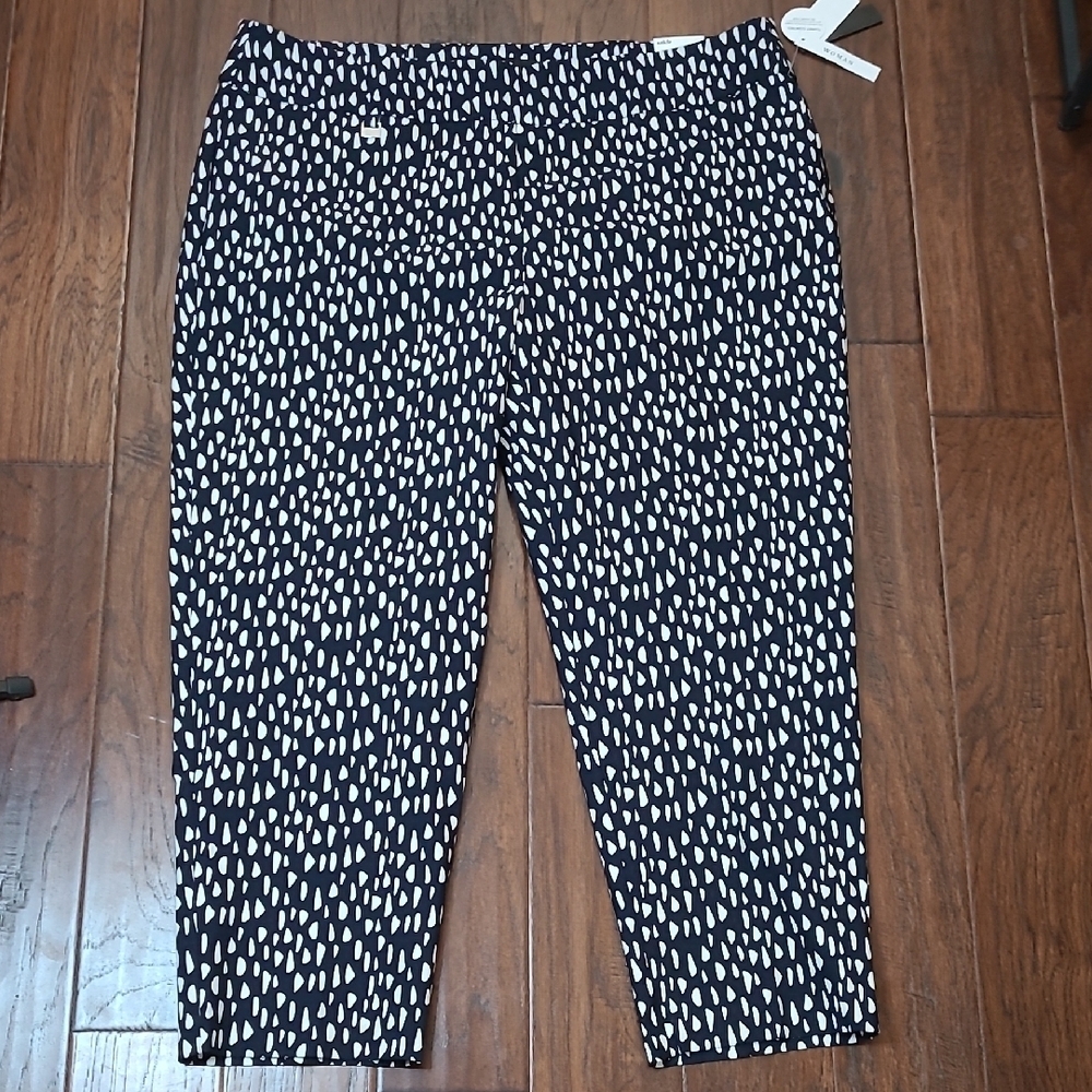 NWT Premise Black & White Abstract Polka-dot Pullon Ankle Pants size 3X
